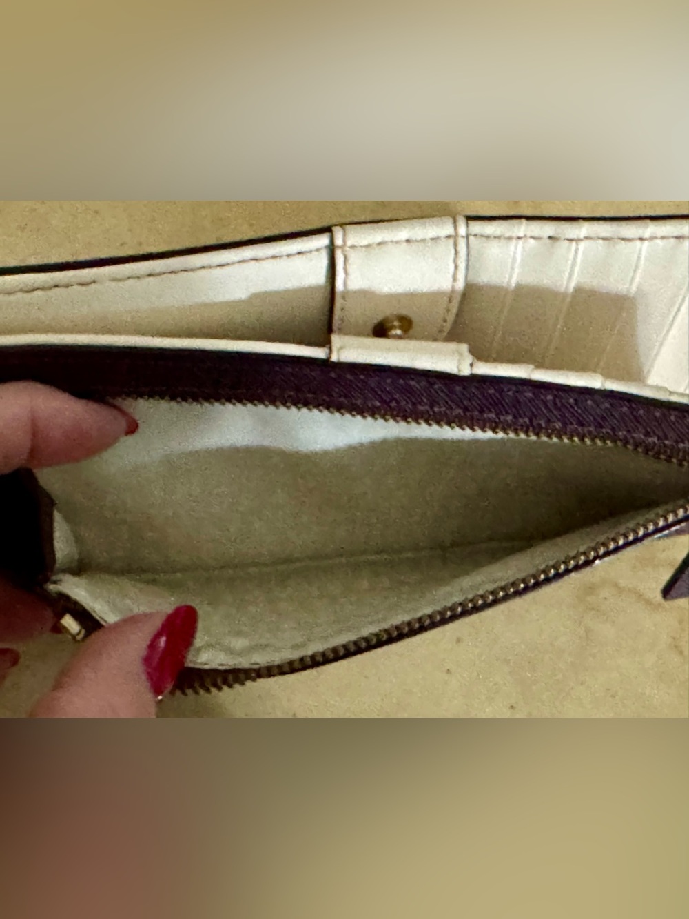 Kate Spade New York Burgundy and Cream Leather Wallet - Picture 6 of 8